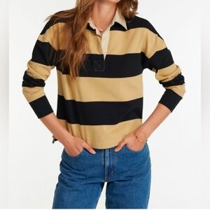 LL‎ Bean Signature Original Cotton Rugby Polo Shirt Black Large